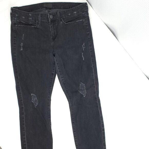 Vince Destructed Black Ankle Skinny Jeans - Picture 8 of 11